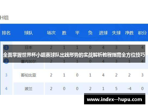 全面掌握世界杯小组赛球队出线形势的实战解析教程指南全方位技巧 全面掌握世界杯小组赛球队出线形势的实战解析教程指南全方位技巧